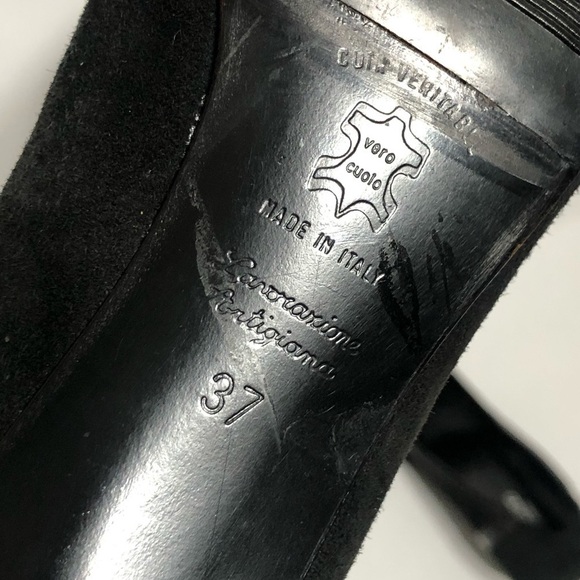 Laudadido Roma Black Suede Heels Handmade in Italy - Picture 6 of 7